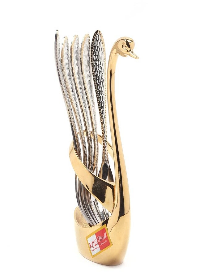 KCL Stainless Steel Cutlery Set Premium Design Spoon and Fork with Gold Polish Stand - Set of 12 with 2 Stand - Image 5